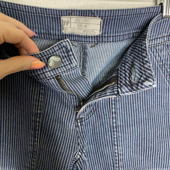 Free People Striped Skinny Jeans Railroad Stripe size 26 - Picture 3 of 5